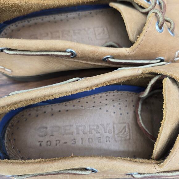 Sperry Top Sider Authentic Boat Shoes Men's 10 M Tan Sahara Leather 2-Eye Deck - Picture 7 of 8